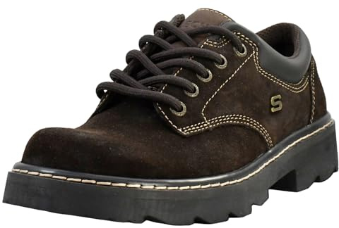Skechers womens Parties - Mate oxfords shoes, Chocolate Suede Leather, 8.5 US