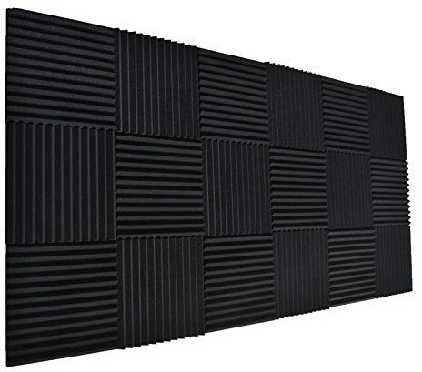 24 Pack Black 1 x 12 x 12 Acoustic Wedge Studio Foam Sound Absorption Wall Panels (24pack-black)
