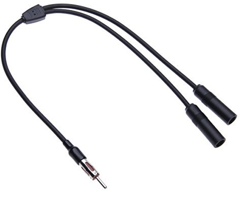 Universal Car Radio DIN Aerial Y Splitter by Keple | Diversity Male to Female Antenna Extention Lead Navigation | 0.5m