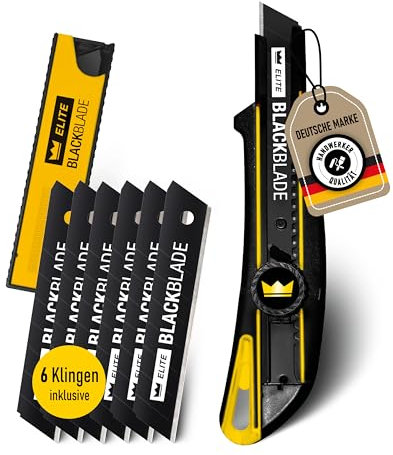 ELITE TWISTLOCK Universalmesser-Set inkl. 5x BLACKBLADE-Ersatzklingen – Vielseitiges Teppichmesser, Bodenlegenmesser, Cuttermesser mit ergonomischem Griff und sicherem TWIST-LOCK-Verschluss
