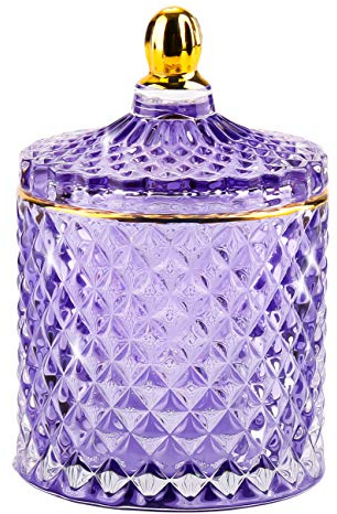 ALAMHI Glas Schmuck Box lila Trinket Dish Crystal Candy Jars mit Deckel Candy Dishes Dekorative Apotheke Jars Small Storage Candy Bowl Einzigartige Geschenke für Frauen