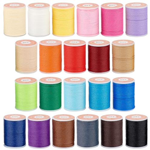 OLYCRAFT 242m 1mm Gewachste Schnur Gewachste Polyesterschnur Bunt Gewachste Polyester Fäden Cord Twist Nähen Wachsband Für DIY Armbänder Halskette Schmuckherstellung Bastelarbeiten - 22 Farben