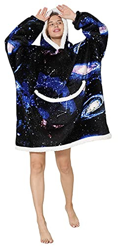 Shamdon Home Collection Sherpa Fleece Blanket Hoodie for Women and Men– Oversized Wearable Sweatshirt with Giant Hood &Pocket,Warm Cozy Lounge Pullover, Winter Gift for Unisex Adult Teenager