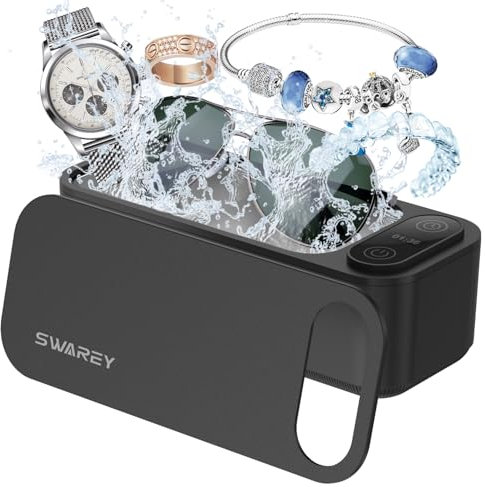 SWAREY 680ML Ultrasonic Cleaner 45000Hz Professional Ultrasonic Jewellery Cleaner with 5 Digital Timer and Watches Stand for Jewelry Glasses Rings Dentures Braces Jewellery Cleaner Ultrasonic Machine