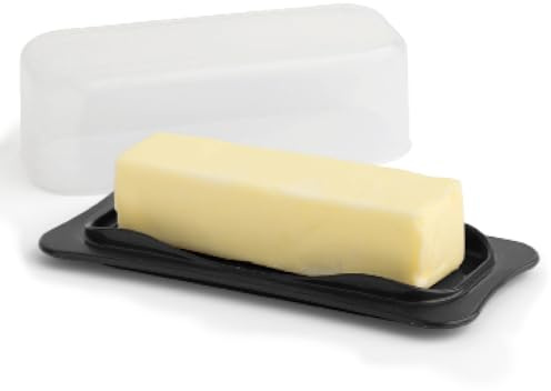 Cover Butter Container - Butter Storage Container with Transparent Lid - Durable Plastic Butter Container for Counter - Plastic Butter Dish with Lid - Covered Butter Dish for Home or Camping (Black)