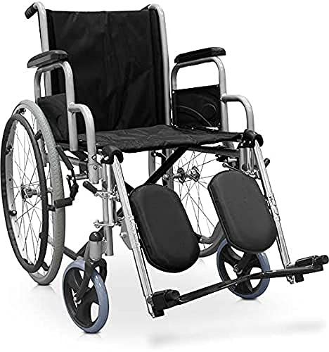 QUIRUMED Silla de ruedas manual de acero, ancho asiento 46 cm, Reposabrazos extraíbles, reposapiés abatibles 90º, Plegable, Ligera, Para mayores, Para minusválidos