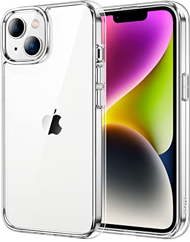 JETech Skal för iPhone 14 6,1-Tums, Anti-Gulning Stötsäkert Stötfångarhölje Case, Anti-Rep Klar Baksida (Klar)