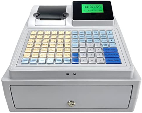 Oiyekntd Registratore di Cassa Commerciale, Sistema POS elettronico con Vassoio Rimovibile e Stampante Termica, Multifunzione a LED a 81 Chiavi per Le Piccole Imprese