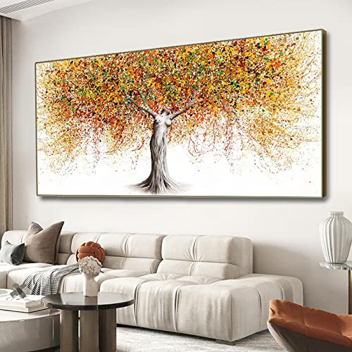 Zhaoyang Art Große Wandkunst, Gemälde, abstrakter Frauenkörper, bunte Bäume, Poster, modernes Zuhause, dekorative Bilder für Wohnzimmer, 70 x 140 cm/28 x 55 Zoll, mit Rahmen