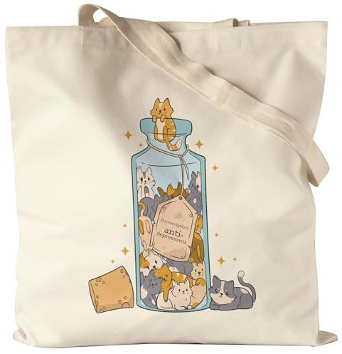 Hey!Print Anti-Depressants Jutebeutel Katze Katzenliebhaber Katzenbesitzer Geschenkidee