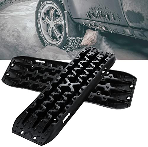 Ansobea 2 Stück Recovery Board Offroad Tracks Anfahrhilfe,Gripmatte, Schlamm Schnee Sand Sandbleche Traktionsmatte,mit Aufbewahrungstasche,10T Last,Reifenleiter für PKW LKW Geländewagen
