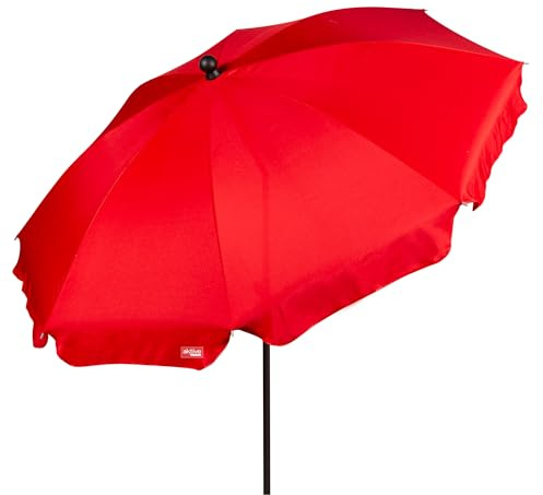 AKTIVE Großer Strandschirm, 200 cm, Rot, Stahlmast, Neigbar und höhenverstellbar, Polyestergewebe, UV30-Schutz, Große Schirme, Inkl. Tragetasche mit Tragegriff (62333)