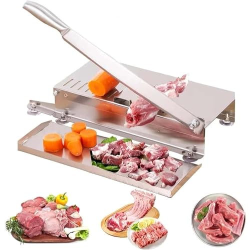 Gvqng Manual Bone Meat Cutter, Home Commercial Food Slicer Machine, Stainless Steel Cutter Machine, Rib Fish Chicken Beef Cutting Machine, for Fish, Chicken, Beef, Meat,Large