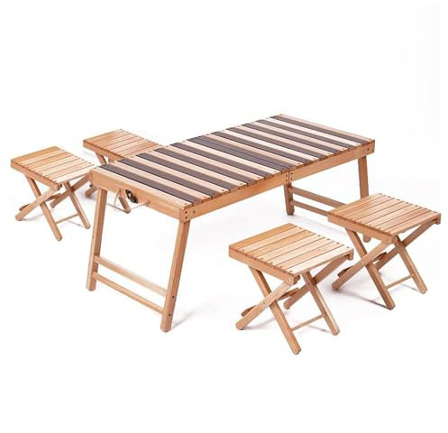 Camping-Hocker und Tisch-Set – klappbarer Strandstuhl mit Beistelltisch, tragbarer Faltbarer Picknicktisch mit Hocker-Set zum Angeln, Wandern, Picknick, Grillen