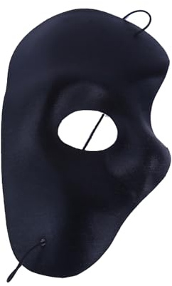 MEISH Demi-masque vénitien vintage pour bal masqué, opéra, Halloween, cosplay, fête (noir)