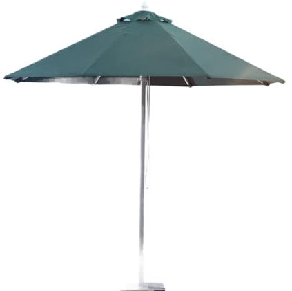 asdchZen 8Ft/2,5M Aluminium-Terrassenschirm Für Den Außenbereich, Garten-/Marktschirm, Zugseil-Hebesystem, Strandschirm, Tischschirm Zum Ersetzen Von Terrassenmöbeln, Dunkelgrün, Ohne Sockel