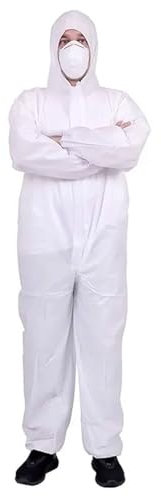 Tradineur - Traje Protector de Trabajo, Mono desechable, Integral, Multiusos, protección, Bricolaje, Pintura, mecánica (Blanco - Talla única - Unisex)