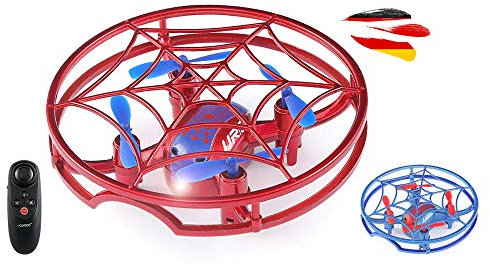 RC ferngesteuerte Drohne mit LED-Beleuchtung, Quadcopter mit Gyroskop, Headless-Mode, 3D-Flip Looping Funktion, Drone m. Propeller-Schutz und Ersatzakku, Spielzeug Quadrocopter f. Kinder u. Erwachsene