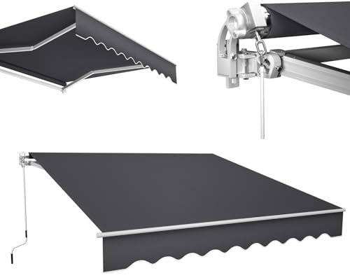 Tenda da sole con braccio snodato, 2,5 m, per balcone e terrazza, impermeabile, resistente, telaio in alluminio, tenda da sole regolabile in altezza con manovella per un'ombra ottimale