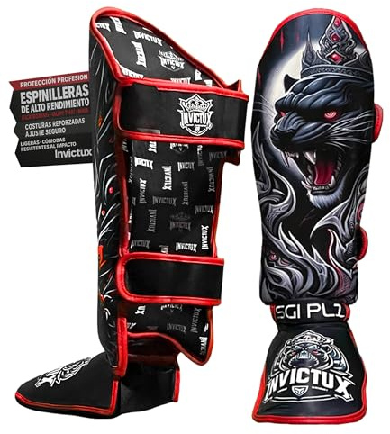 Espinilleras y tibiales Profesionales para MMA, Muay Thai y Kickboxing – Protección de espinillas y Empeine, Ajuste Seguro con Correas de Velcro, Unisex Adulto