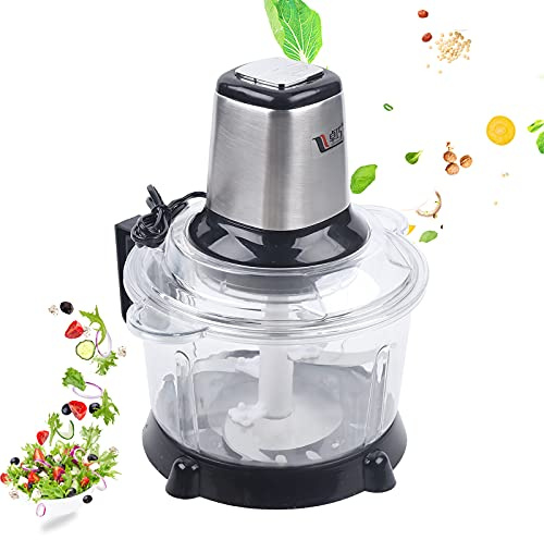 CHFUNE Zerkleinerer, 5L Zwiebelschneider Elektrisch, 300W 10000RPM Häcksler mit 4-Edelstahlklingen und Fleischwolf Leistungsstarker Universalzerkleinerer für Fleisch,Babynahrung,Obst,Gemüse