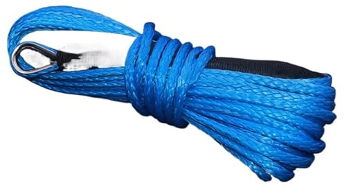 XUCZHAI Câble de treuil de remorquage 6 mm x 15 m, Corde en Fibre synthétique, capacité de Charge: 4500 LB(Blue)