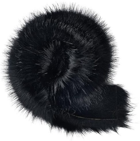 GORGECRAFT Rotoli di Tessuto in Pelliccia Sintetica Pretagliati 1m*7cm in Pelliccia Sintetica Nera con Nastro di Pelliccia Sintetica in Peluche con Barbe di Gnomo Artificiali Cuscini Natalizi Cuscini