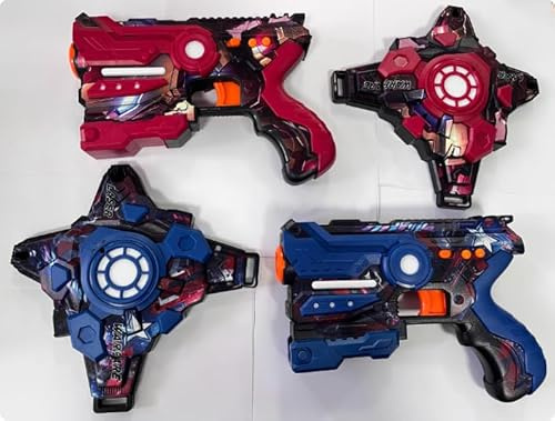 2 Pack Pistola Laser Pistole Laser Game con Pettorina Pistola Giocattolo per Laser Tag Bambini, Giocattoli da Gioco Attività All'aperto Cortile 7-12 Anni Maschio (Blu + Rosso)
