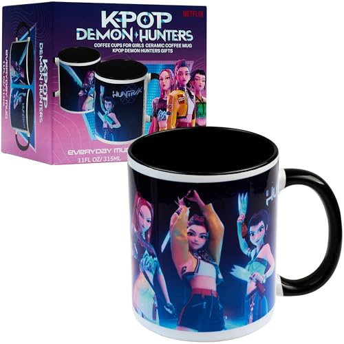 KPop Demon Hunters Huntrix Originala koppar, 315 ml, keramisk kopp för kaffe eller te, Rumi Mira Zoey, Kpop-krigare, present för fans (Huntrix)