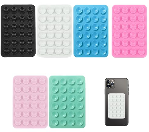 Lot de 6 Coque Ventouse, Supports à Ventouses Supports Universels à Ventouse Silicone Ventouses Telephone Portable Autocollante de Téléphone en Silicone à Vidéos Et Recharge Mobil pour Tous Modèles