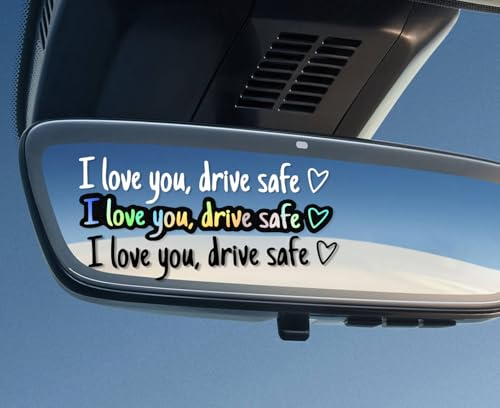 JINYJIA 3 StückI Love You Drive Safe Spiegelaufkleber, Drive Safe Aufkleber, Autoaufkleber für Spiegel, Autodekoration Geschenk für Fahrer Frauen Männer,Weiß
