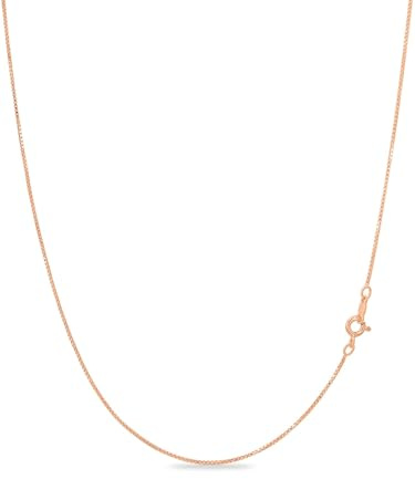 KEZEF Dainty Box Chain Necklace for Women, 18K Rose Gold Plated, 18 Inch