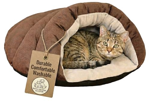 SPOT Sleep Zone Cuddle Cave Pet Bed | Soft, Plush Interior for Cats and Small Dog Breeds | Attractive and Durable Faux Suede Exterior | Machine Washable | Pet Safe