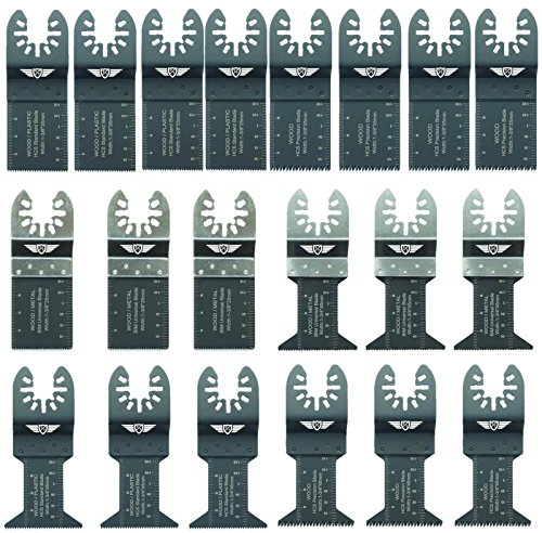 TopsTools 20pcs FAK20 Mixed Fast Fit Multitool Blade Kit | Compatible with DeWalt, Stanley, Black & Decker, Bosch, Fein (Non-StarLock), fast fit mixed blades cut wood, metal & plastic