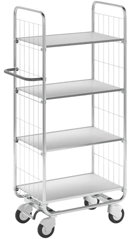 Kongamek | Verzinkter Etagenwagen | 4 Böden | LxBxH 815 x 470 x 1590 mm | 4 Rollen | 2 feststellbar