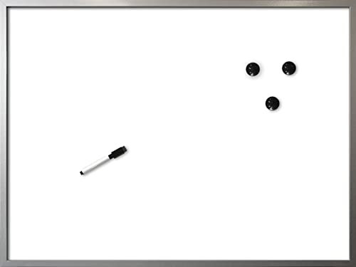 Magnettafel 60 x 80 cm mit silbernem Holzrahmen Whiteboard magnetisch made in EU