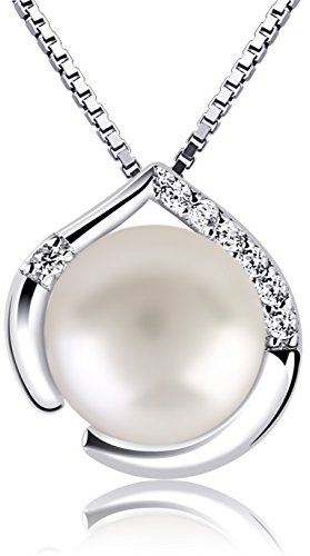 B.Catcher Collier de Perles d'eau Douce Pour Femme,Argent Sterling 925,45CM