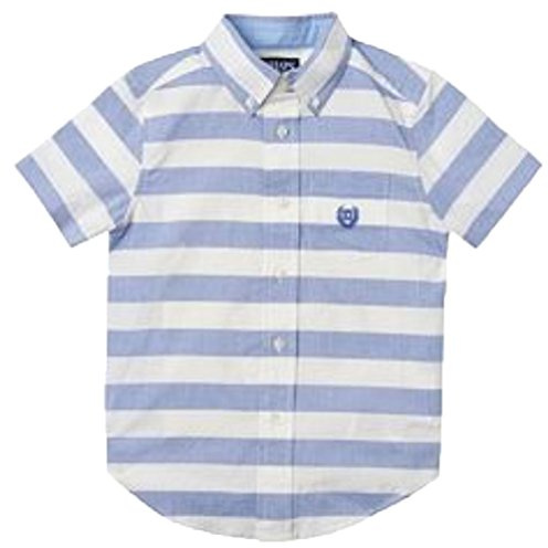 Chaps Boys' Stripe Woven Short Sleeve Button Down, Summer Roy (7)