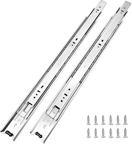 6 Pairs of 24 Inch Hardware 3-Section Full Extension Ball Bearing Side Mount Drawer Slides,100 LB Capacity Drawer Slide