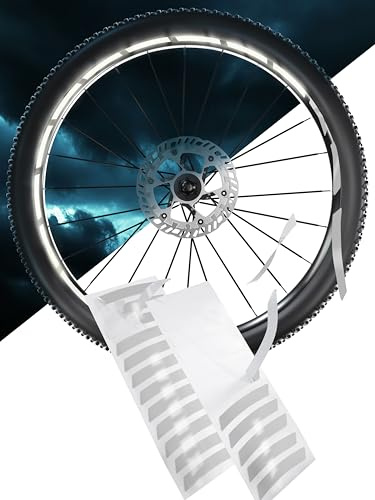 reflexsticker für Fahrradfelgen | schwarz oder weiß | 24 Streifen im Set | für 26 bis 29 Zoll Felgen | weiß reflektierend | Reflektoren-Aufkleber fürs Fahrrad Mountainbike (27,5ʺ/28ʺ/29ʺ, weiß)