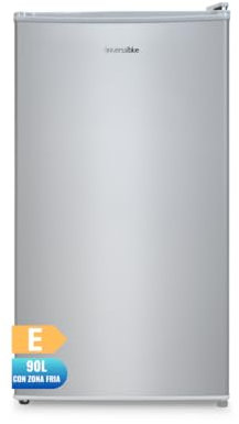 UNIVERSALBLUE Frigorífico Bajo Encimera Plateado | Frigorífico Pequeño 85L | Frigorífico Mini | Nevera Puerta Reversible | Bajo Consumo | Zona fría de 0º a -3º | Sistema Silencioso | Luz Interior