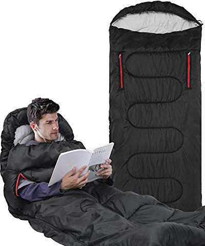 Schlafsack, Sportneer Anziehbarer Deckenschlafsäcke 220 x 85 cm tragbarer 3-4 Jahreszeiten-Schlafsack mit Reißverschluss für Arme und Füße, für Erwachsene Camping Wandern Reisen