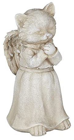 Relaxdays Placa Conmemorativa Gatos, Figura Decorativa Jardín, Piedra Funeraria para Gato Resistente a Intemperie, Crema