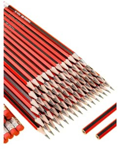 Maduoer 2B Bleistifte, Holzstifte, 50 Bleistifte mit Radiergummi, vorgespitzt für Schule, Büro, Schreiben, Skizzieren（mit Bleistiftspitzer)