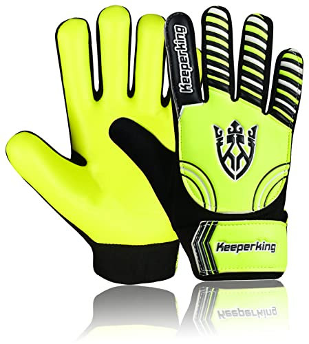 Keeperking Torwarthandschuhe Kinder, Jungen und Mädchen, Junior Fußballhandschuhe Fußball Spielerhandschuhe für Jungen tormannhandschuhe Große 4-7 (Claw 2.0 Gelb, 4)