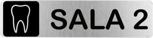 MovilCom® - Segnale in acciaio inossidabile adesivo SALA 2 | Placca porta | Segnale informativa | Cartello clinico Dental 200 x 50 mm