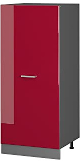 Vicco Vorratsschrank R-Line, Rot Hochglanz, 60 cm | Große Tür · 3 Einlegeböden · Höhenverstellbare Füße · 1 Schublade · ✓ Frei kombinierbar
