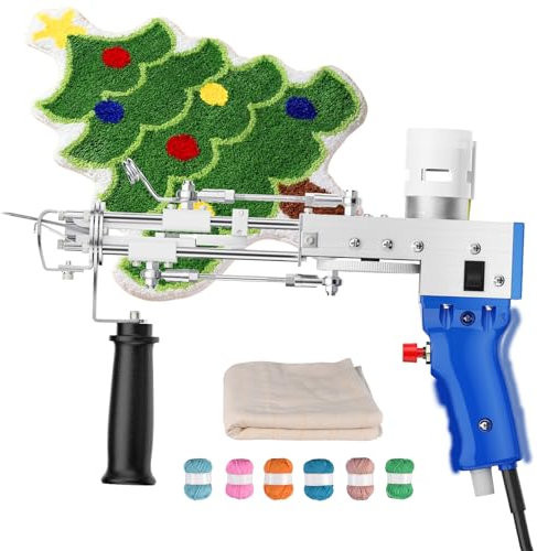 Hlieeosfcn Tufting Gun 2 in 1 Cut and Loop Tufting Gun 7-21mm,tufting gun 2 in1 cut and loop pile 5-40 Stiche/Sek Einstellbare Geschwindigkeit Elektrische Teppich Pistole, für Erwachsene Jugendliche