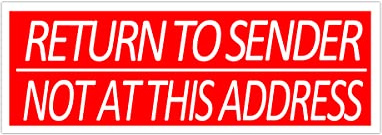 500 Pcs Return to Sender Not at This Address Stickers,3X1 Inches Adhesive Label Stickers for Small Business Envelop Box Cartons Shipping Sticker,Roll