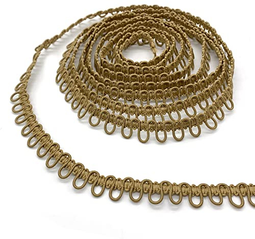 DHER Elastisches Seil mit Knopfloch, 4,5 m – Kordel, elastisches Seil, Halsband für Damen, Spitze, Dekoration, Hochzeit (Khaki)